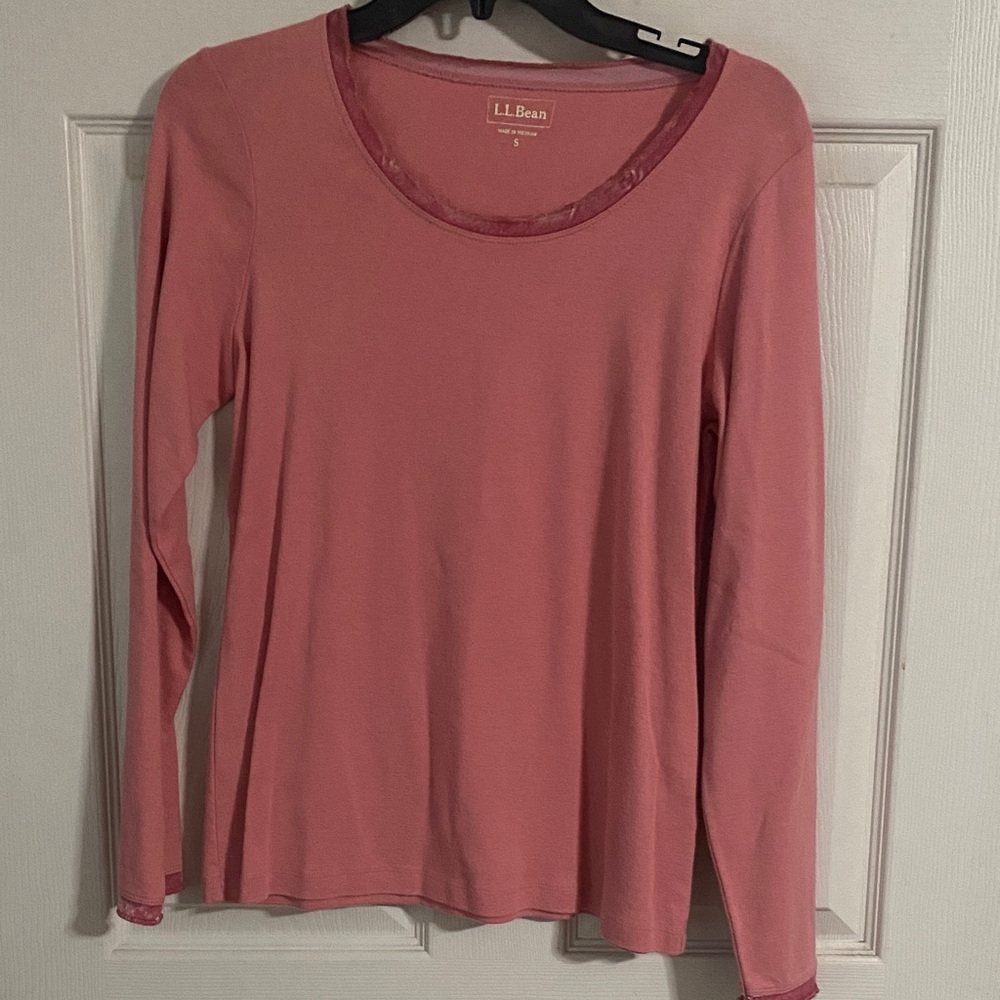 L.L. Bean Classic Women's Soft Rose Pink Long Sleeve Cotton Tee S small
